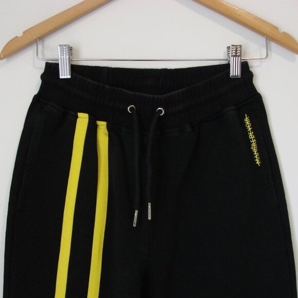 Black Joggers Track Pants Maniere De Voir Yellow Stripes Size Small - Picture 12 of 16